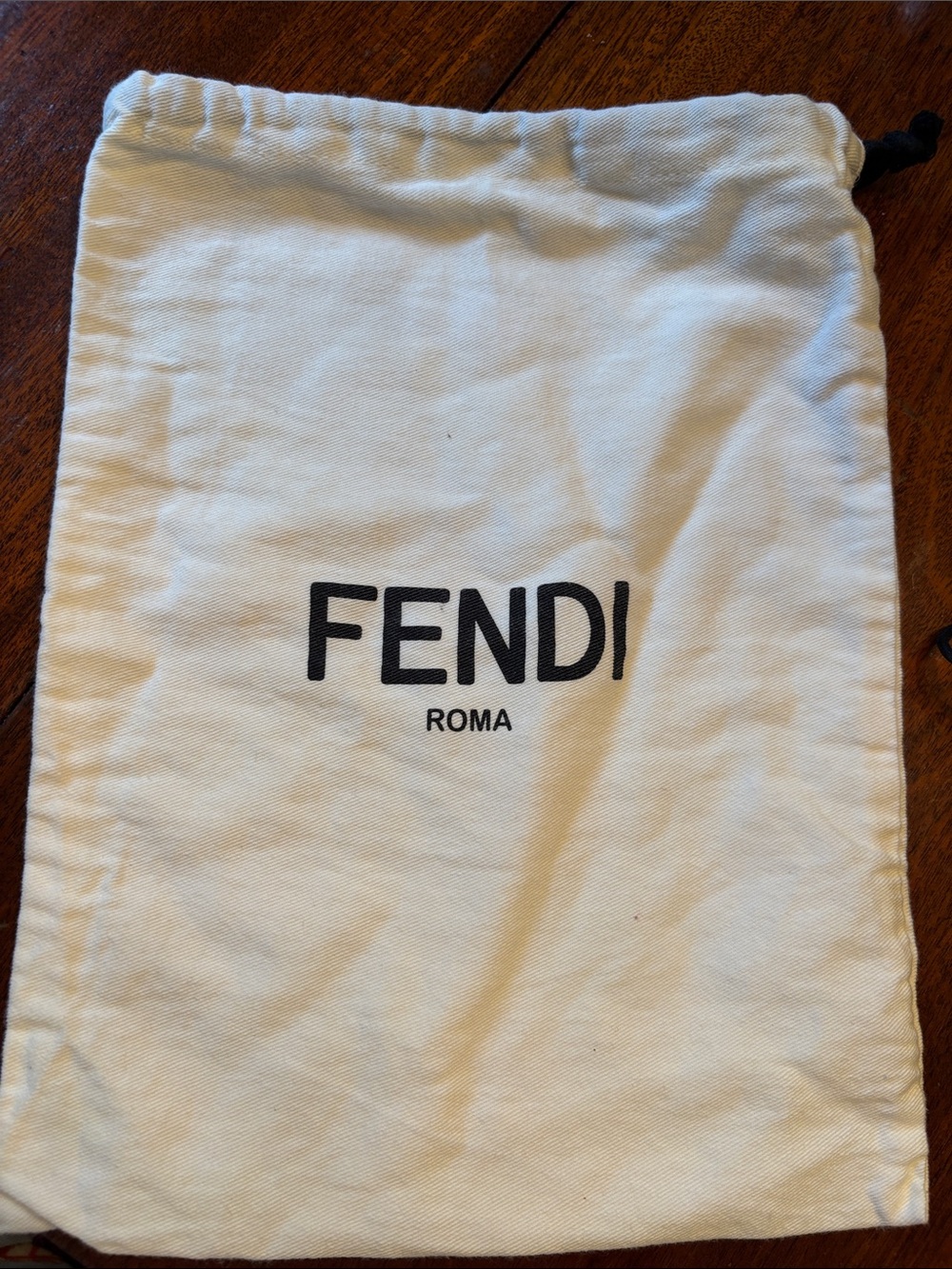 Fendi Cream Drawstring Dust Bag with Black Logo